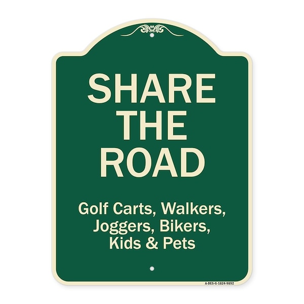 Signmission Designer Series Sign-Share The Road, Green Heavy-Gauge Aluminum, 24" x 18", G-1824-9892 A-DES-G-1824-9892 - main